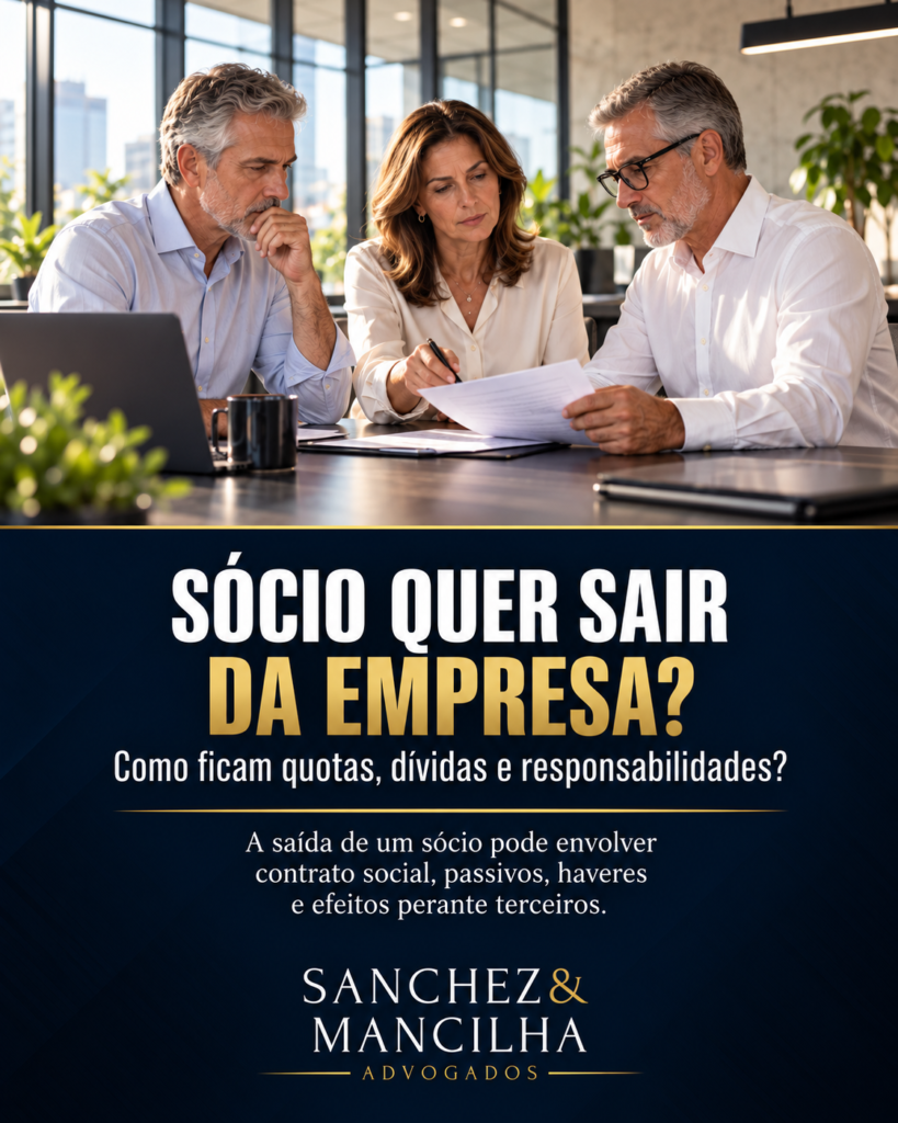 Sócio saindo da empresa e análise de quotas, dívidas e responsabilidades