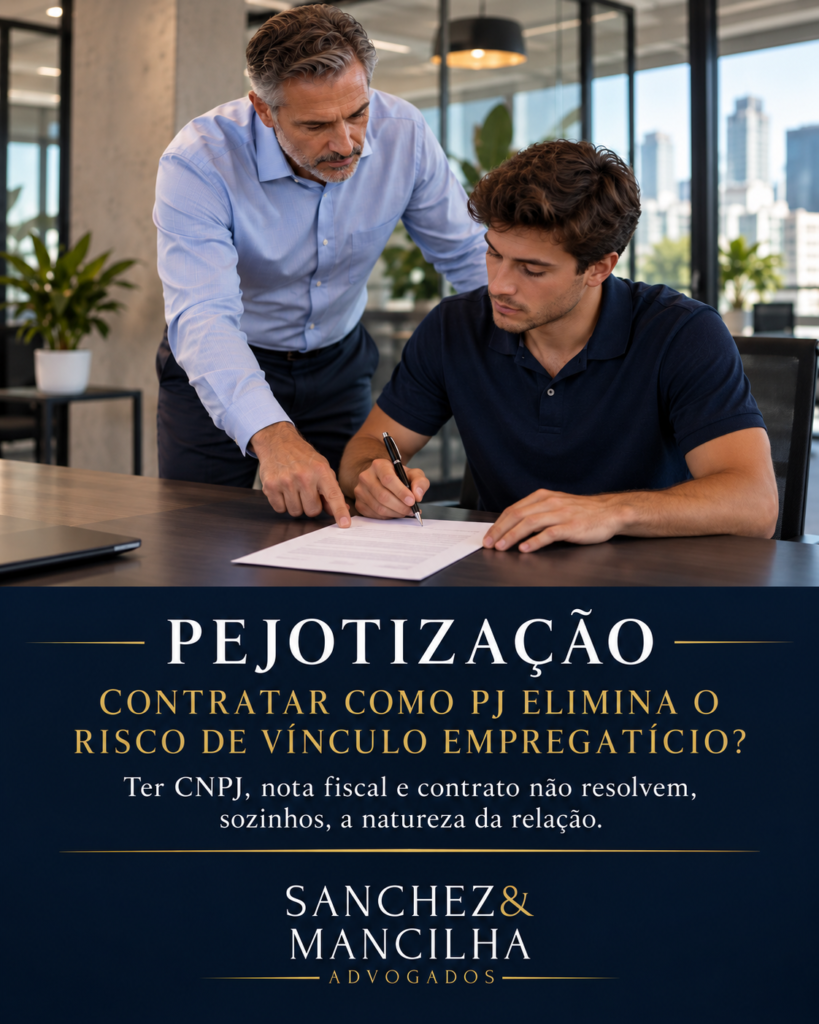 Pejotização e contratação PJ com análise de risco de vínculo empregatício
